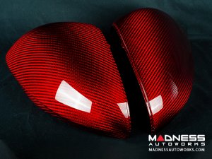 Alfa Romeo Giulia Mirror Covers - Carbon Fiber - Full Replacements - Red Candy